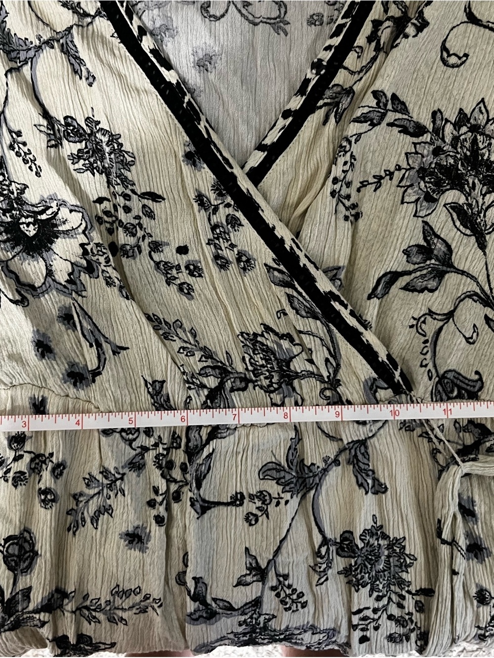 Knox Rose Ivory Maxi Wrap Dress with Black Floral Print and Border - Picture 5 of 8